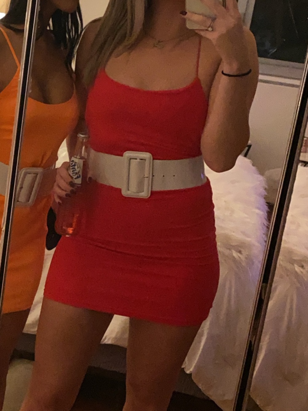 Tiger Mist Red Spaghetti-Strap Mini Dress with Cross Back - Picture 2 of 4
